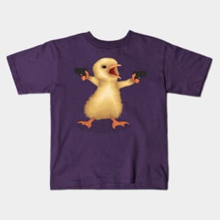 A Funny Bird Holding Guns Kids T-Shirt